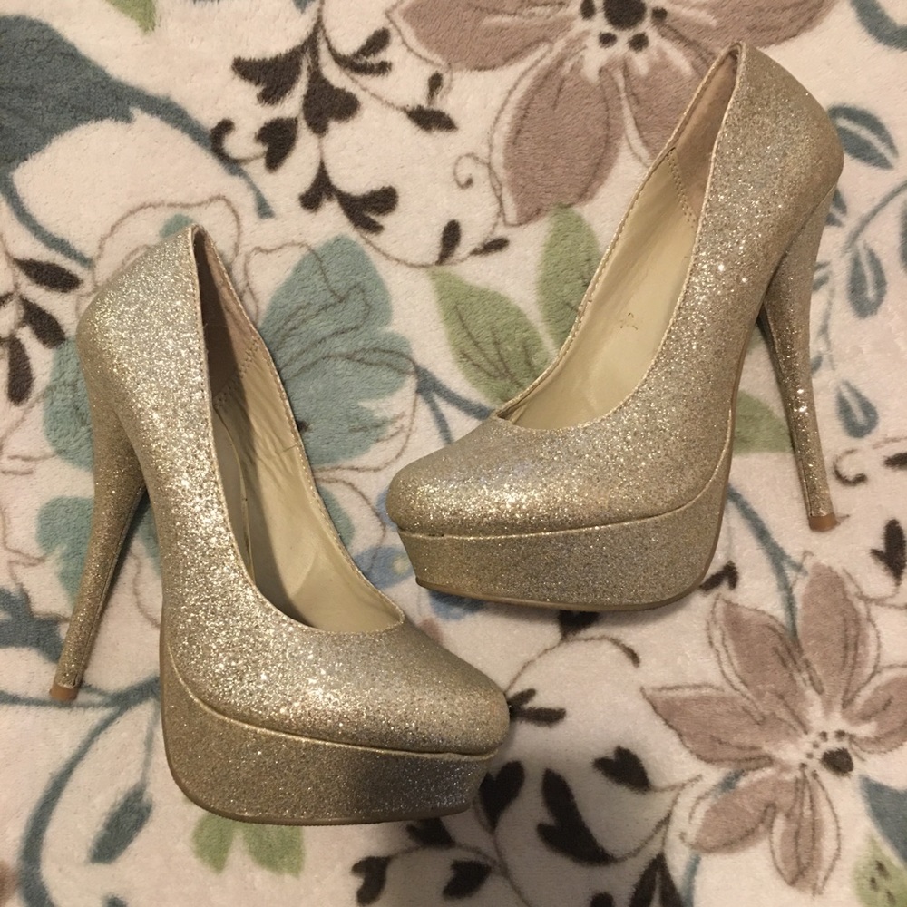 Wild Diva Glitter Platform Heels